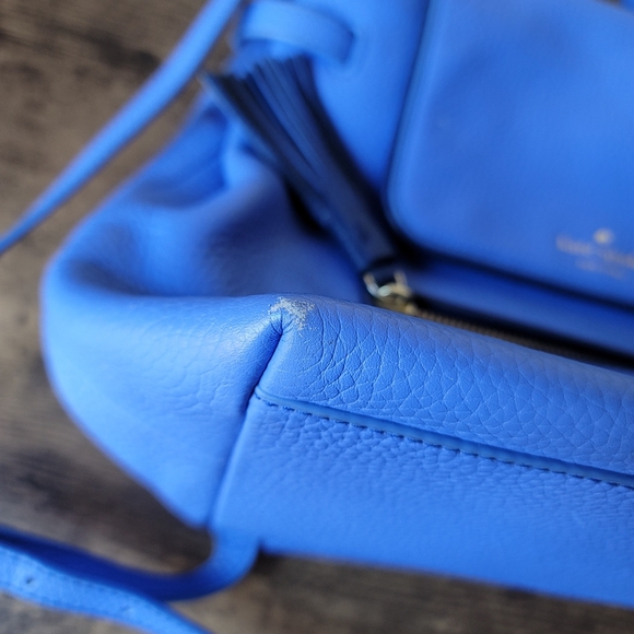 Kate Spade Kacy Chester Street Periwinkle Blue Leather Backpack Purse - Picture 12 of 13